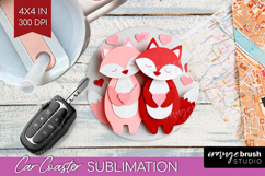 Valentine Papercut Car Coaster - Couple Animals Coaster PNG Product Image 1