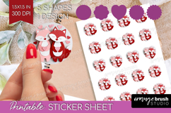 Valentine Papercut Round Sticker - Couple Animals Printable Product Image 1