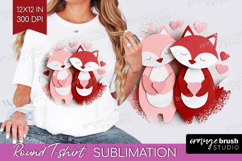 Valentine Papercut Round Tshirt Background - Couple Animals Product Image 1