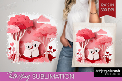 Valentine Papercut Tote Bag - Couple Animals Tote Bag PNG Product Image 1