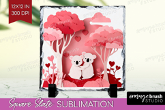 Valentine Papercut Slate PNG - Couple Animals Square Slate Product Image 1