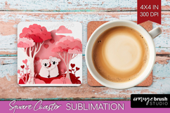 Valentine Papercut Square Coaster - Couple Animals Coaster Product Image 1