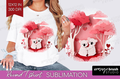 Valentine Papercut Round Tshirt Background - Couple Animals Product Image 1