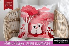 Valentine Papercut Pillow Sublimation - Couple Animals Cover Product Image 1