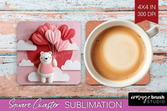 Valentine Papercut Square Coaster - Couple Animals Coaster Product Image 1