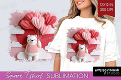 Valentine Papercut Square Tshirt Background - Couple Animals Product Image 1