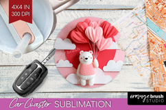 Valentine Papercut Car Coaster - Couple Animals Coaster PNG Product Image 1