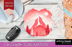 Valentine Papercut Car Coaster - Couple Animals Coaster PNG Product Image 1