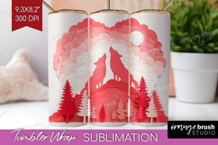 Valentine Papercut Tumbler Wrap - Couple Animals Tumbler PNG Product Image 1