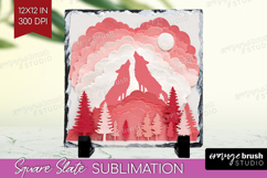 Valentine Papercut Slate PNG - Couple Animals Square Slate Product Image 1