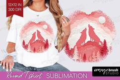 Valentine Papercut Round Tshirt Background - Couple Animals Product Image 1