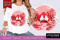 Valentine Papercut Round Tshirt Background - Couple Animals Product Image 1