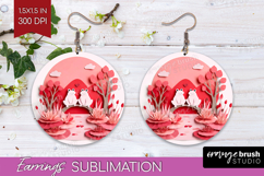 Valentine Papercut Round Earrings - Couple Animals PNG Product Image 1