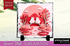 Valentine Papercut Slate PNG - Couple Animals Square Slate Product Image 1