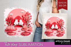 Valentine Papercut Tote Bag - Couple Animals Tote Bag PNG Product Image 1
