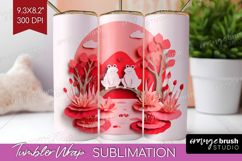 Valentine Papercut Tumbler Wrap - Couple Animals Tumbler PNG Product Image 1