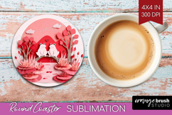 Valentine Papercut Round Coaster - Couple Animals Coaster Product Image 1