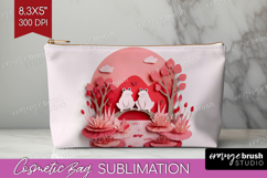 Valentine Papercut Cosmetic Bag - Couple Animals Makeup Bag Product Image 1
