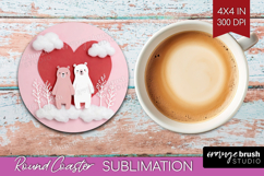 Valentine Papercut Round Coaster - Couple Animals Coaster Product Image 1
