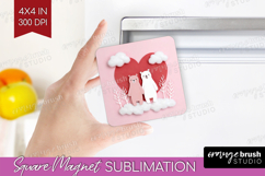 Valentine Papercut Magnet Sublimation - Couple Animals PNG Product Image 1