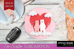 Valentine Papercut Car Coaster - Couple Animals Coaster PNG Product Image 1