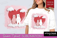 Valentine Papercut Square Tshirt Background - Couple Animals Product Image 1