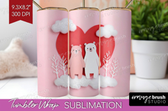 Valentine Papercut Tumbler Wrap - Couple Animals Tumbler PNG Product Image 1