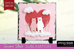 Valentine Papercut Slate PNG - Couple Animals Square Slate Product Image 1