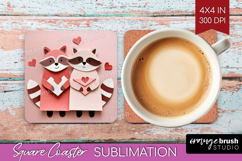 Valentine Papercut Square Coaster - Couple Animals Coaster Product Image 1