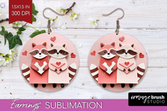 Valentine Papercut Round Earrings - Couple Animals PNG Product Image 1