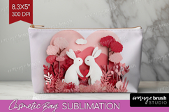 Valentine Papercut Cosmetic Bag - Couple Animals Makeup Bag Product Image 1
