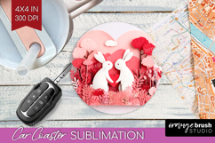 Valentine Papercut Car Coaster - Couple Animals Coaster PNG Product Image 1