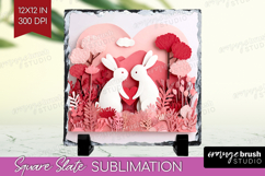 Valentine Papercut Slate PNG - Couple Animals Square Slate Product Image 1
