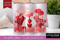 Valentine Papercut Tumbler Wrap - Couple Animals Tumbler PNG Product Image 1
