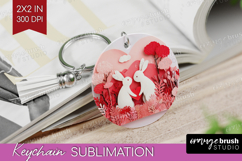 Valentine Papercut Keychain PNG - Couple Animals Keychain Product Image 1