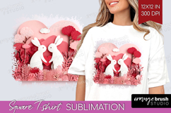 Valentine Papercut Square Tshirt Background - Couple Animals Product Image 1