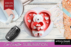 Valentine Papercut Car Coaster - Couple Animals Coaster PNG Product Image 1