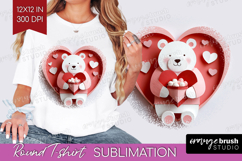 Valentine Papercut Round Tshirt Background - Couple Animals Product Image 1