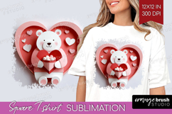 Valentine Papercut Square Tshirt Background - Couple Animals Product Image 1