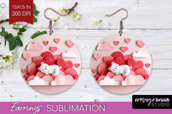 Valentine Papercut Round Earrings - Couple Animals PNG Product Image 1
