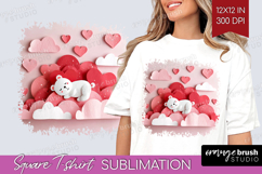 Valentine Papercut Square Tshirt Background - Couple Animals Product Image 1