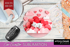 Valentine Papercut Car Coaster - Couple Animals Coaster PNG Product Image 1