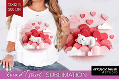 Valentine Papercut Round Tshirt Background - Couple Animals Product Image 1