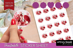 Valentine Papercut Round Sticker - Couple Animals Printable Product Image 1
