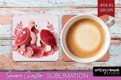 Valentine Papercut Square Coaster - Couple Animals Coaster Product Image 1