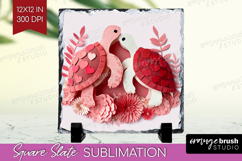 Valentine Papercut Slate PNG - Couple Animals Square Slate Product Image 1