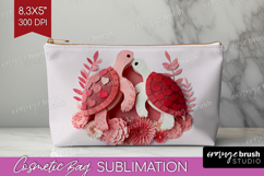 Valentine Papercut Cosmetic Bag - Couple Animals Makeup Bag Product Image 1