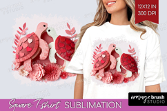 Valentine Papercut Square Tshirt Background - Couple Animals Product Image 1