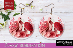 Valentine Papercut Round Earrings - Couple Animals PNG Product Image 1