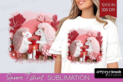 Valentine Papercut Square Tshirt Background - Couple Animals Product Image 1